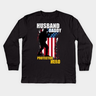 Husband Daddy Protector Hero Kids Long Sleeve T-Shirt